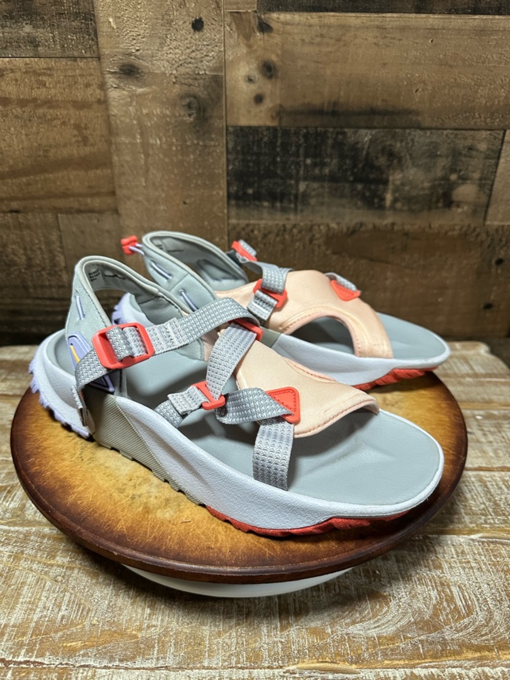 Nike Oneonta Trail Sandals Womens Size 8 Gray Orange Hiking DJ6602-003